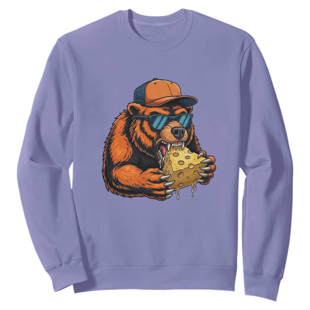 Funny Bear Eating Cheese Joke Game Day Sweatshirt Gift For Football Lovers TS12 Violet Print Your Wear