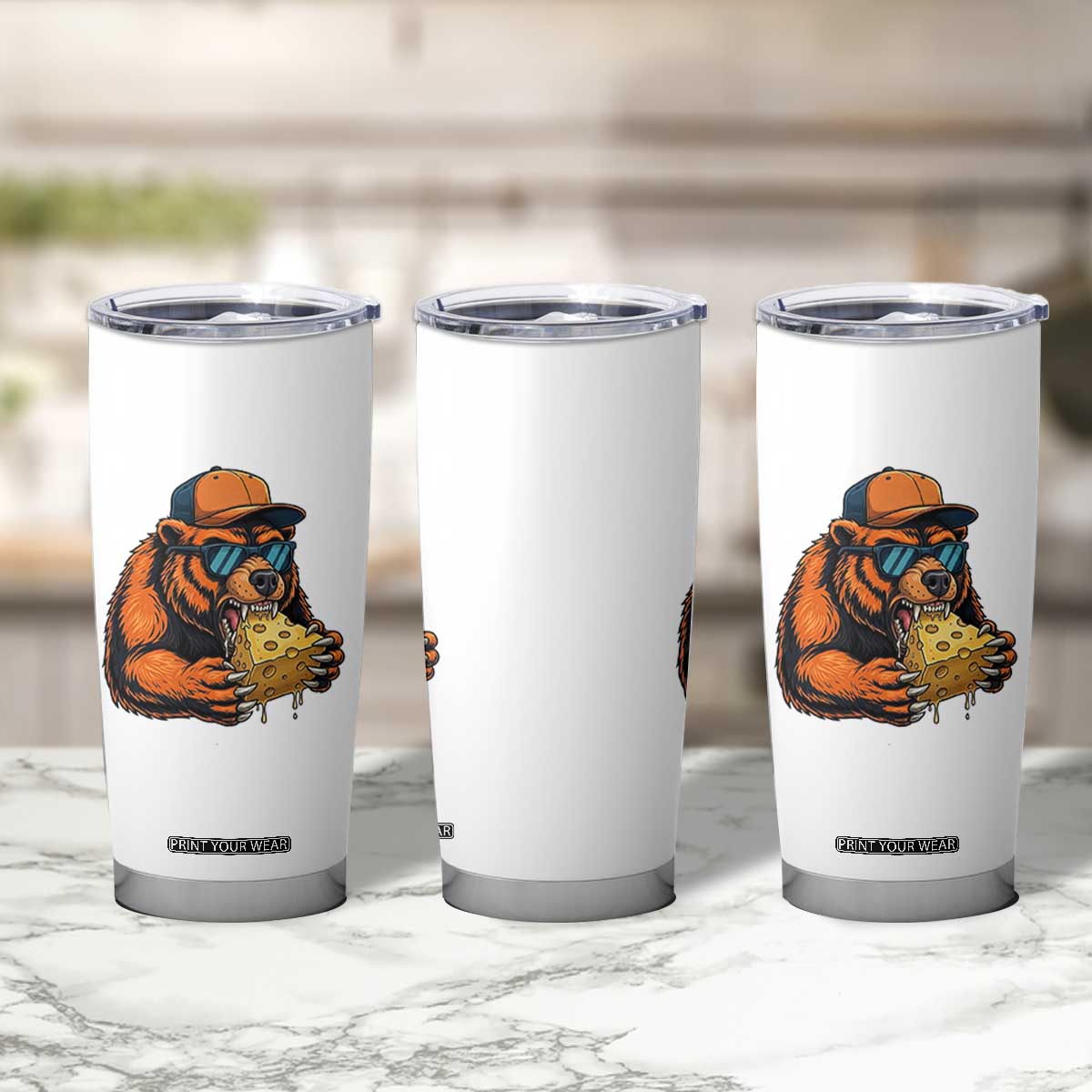 Funny Bear Eating Cheese Joke Game Day Tumbler Cup Gift For Football Lovers TS12 Print Your Wear