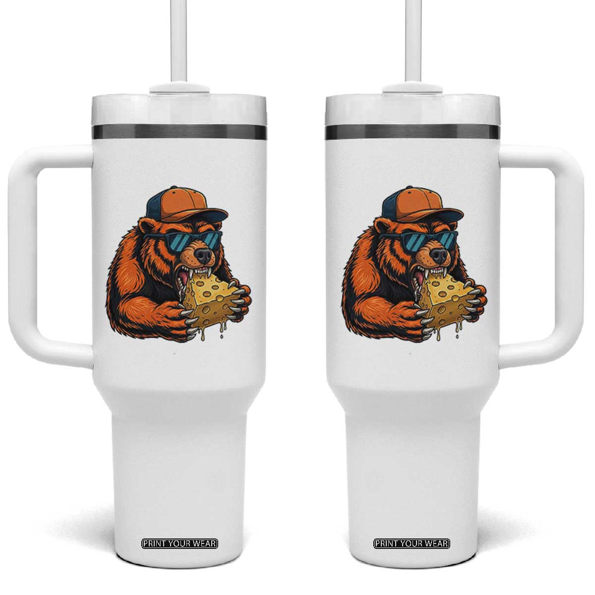 Funny Br Eating CHZ Joke Game Day Tumbler With Handle Gift For Football Lovers TS12 One Size: 40 oz White Print Your Wear