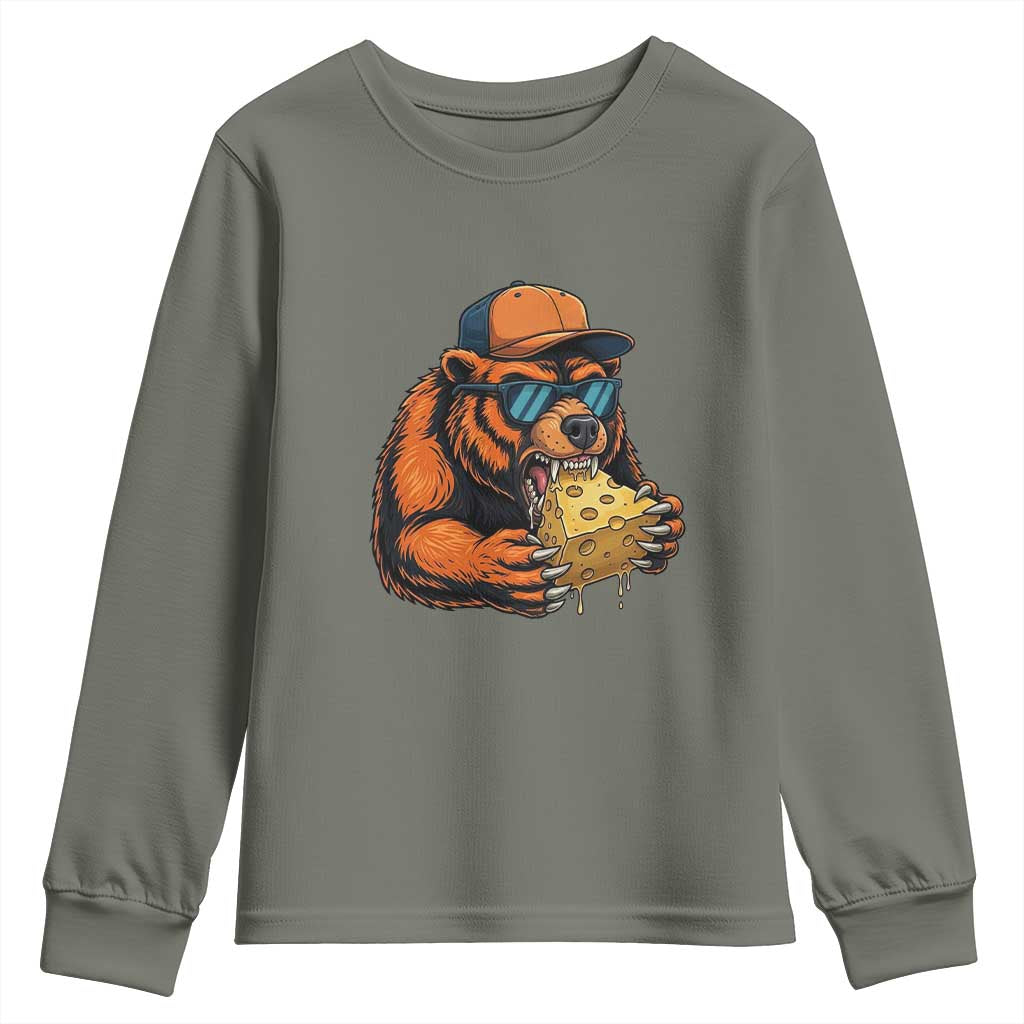 Funny Br Eating CHZ Joke Game Day Youth Sweatshirt Gift For Football Lovers TS12 Military Green Print Your Wear