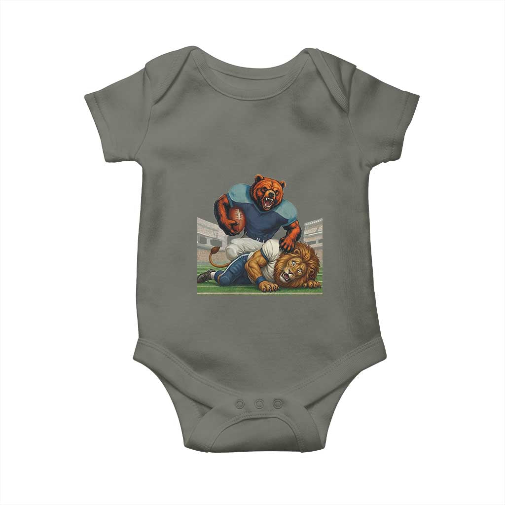 Football Rival Gift Baby Onesie Fierce Br Defeating Lio TS12 Military Green Print Your Wear