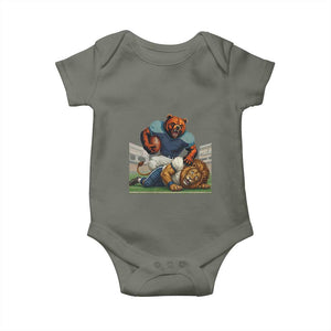 Football Rival Gift Baby Onesie Fierce Br Defeating Lio TS12 Military Green Print Your Wear