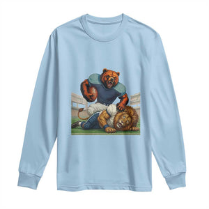 Chicago Football Rival Gift Long Sleeve Shirt Fierce Bear Defeating Lion TS12 Light Blue Print Your Wear