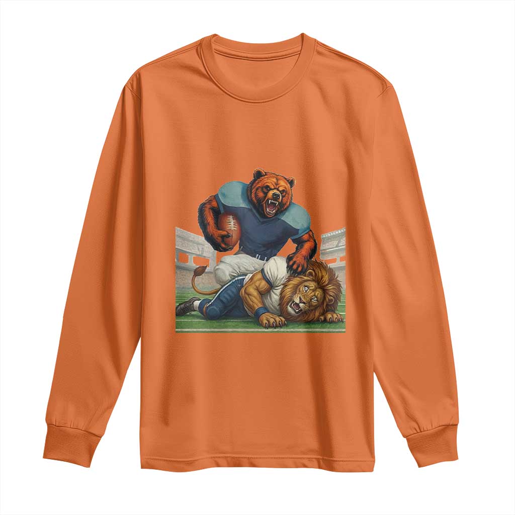 Chicago Football Rival Gift Long Sleeve Shirt Fierce Bear Defeating Lion TS12 Orange Print Your Wear