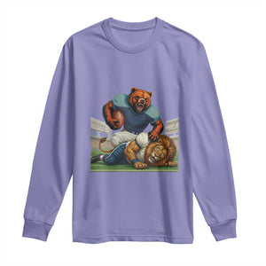 Chicago Football Rival Gift Long Sleeve Shirt Fierce Bear Defeating Lion TS12 Violet Print Your Wear