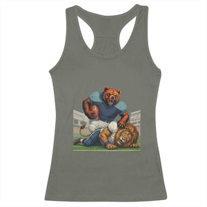 Football Rival Gift Racerback Tank Top Fierce Br Defeating Lio TS12 Military Green Print Your Wear
