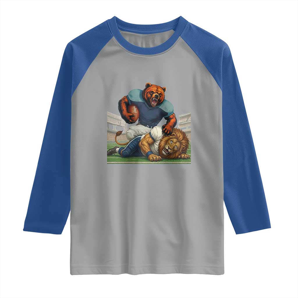 Football Rival Gift Raglan Shirt Fierce Br Defeating Lio TS12 Sport Gray Royal Print Your Wear