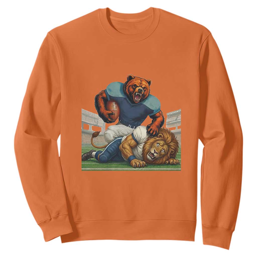 Chicago Football Rival Gift Sweatshirt Fierce Bear Defeating Lion TS12 Orange Print Your Wear