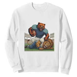 Chicago Football Rival Gift Sweatshirt Fierce Bear Defeating Lion TS12 White Print Your Wear