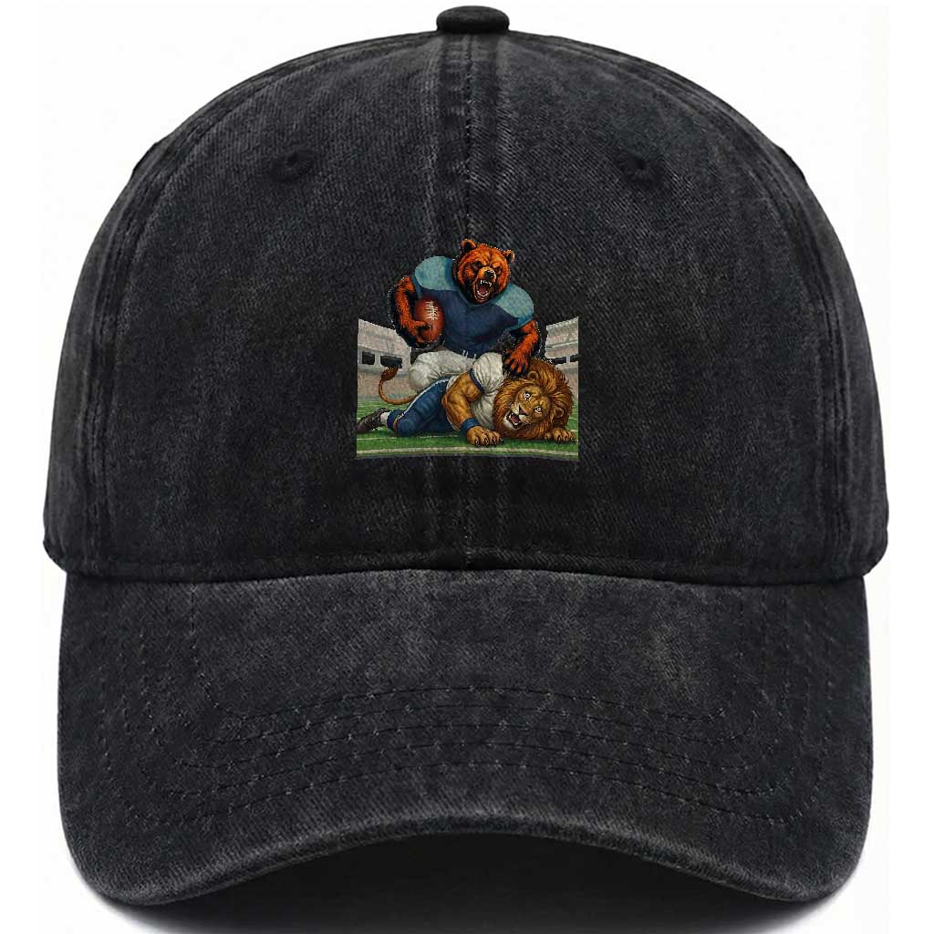 Football Rival Gift Washed Cotton Baseball Cap Fierce Br Defeating Lio TS12 Print Your Wear