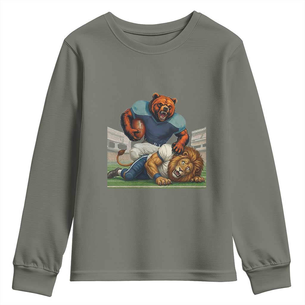 Football Rival Gift Youth Sweatshirt Fierce Br Defeating Lio TS12 Military Green Print Your Wear