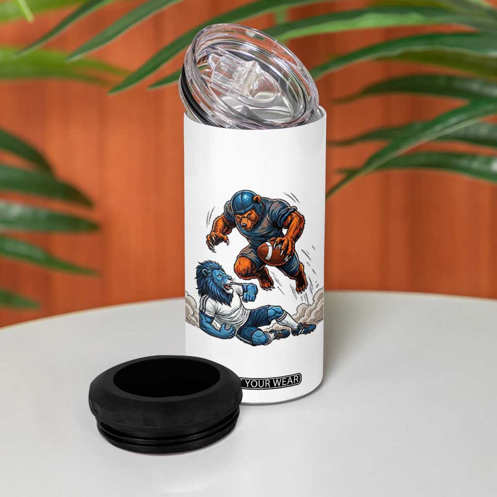 Fierce Br Defeating Lio 4 in 1 Can Cooler Tumbler Gift For Football Lovers TS12 Print Your Wear