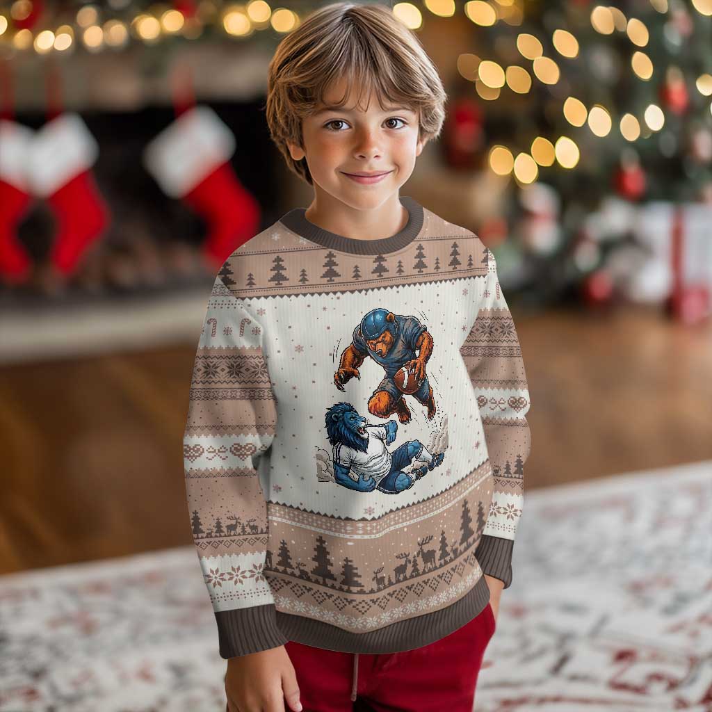 Fierce Br Defeating Lio Ugly Christmas Sweater Gift For Football Lovers TS12 Mocha Mousse Print Your Wear