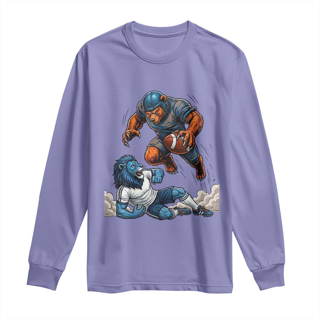 Fierce Br Defeating Lio Long Sleeve Shirt Gift For Football Lovers TS12 Violet Print Your Wear