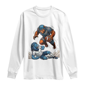 Fierce Bear Defeating Lion Long Sleeve Shirt Gift For Football Lovers TS12 White Print Your Wear