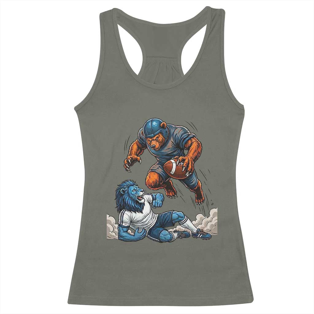 Fierce Br Defeating Lio Racerback Tank Top Gift For Football Lovers TS12 Military Green Print Your Wear