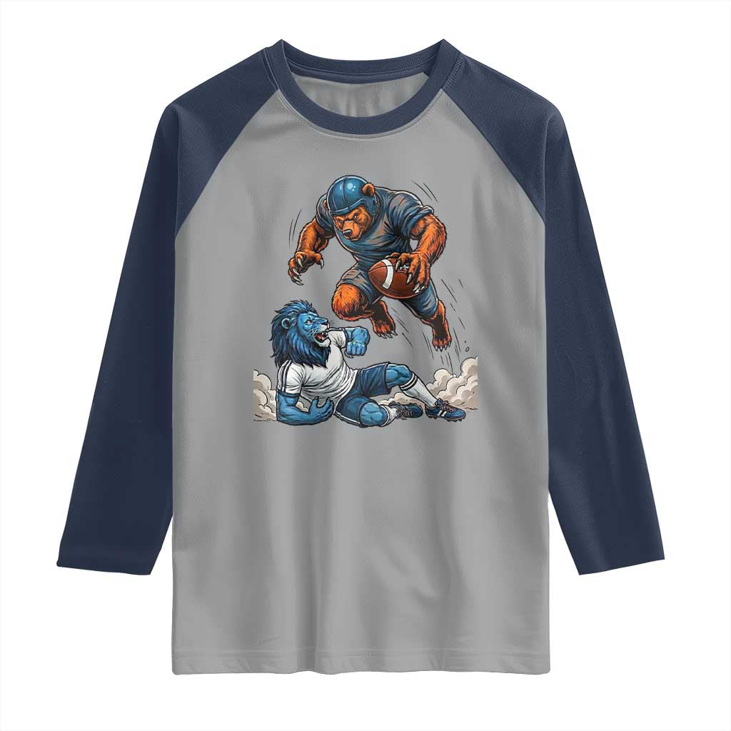 Fierce Br Defeating Lio Raglan Shirt Gift For Football Lovers TS12 Sport Gray Navy Print Your Wear