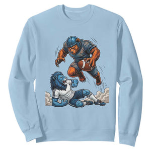 Fierce Bear Defeating Lion Sweatshirt Gift For Football Lovers TS12 Light Blue Print Your Wear