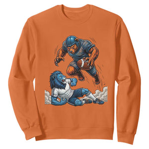 Fierce Bear Defeating Lion Sweatshirt Gift For Football Lovers TS12 Orange Print Your Wear