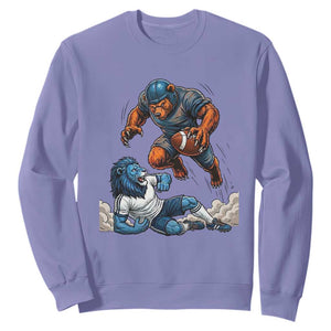 Fierce Bear Defeating Lion Sweatshirt Gift For Football Lovers TS12 Violet Print Your Wear