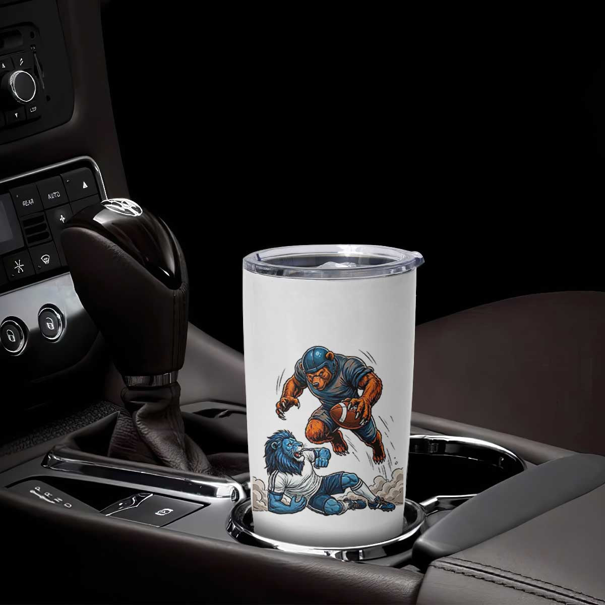Fierce Bear Defeating Lion Tumbler Cup Gift For Football Lovers TS12 Print Your Wear