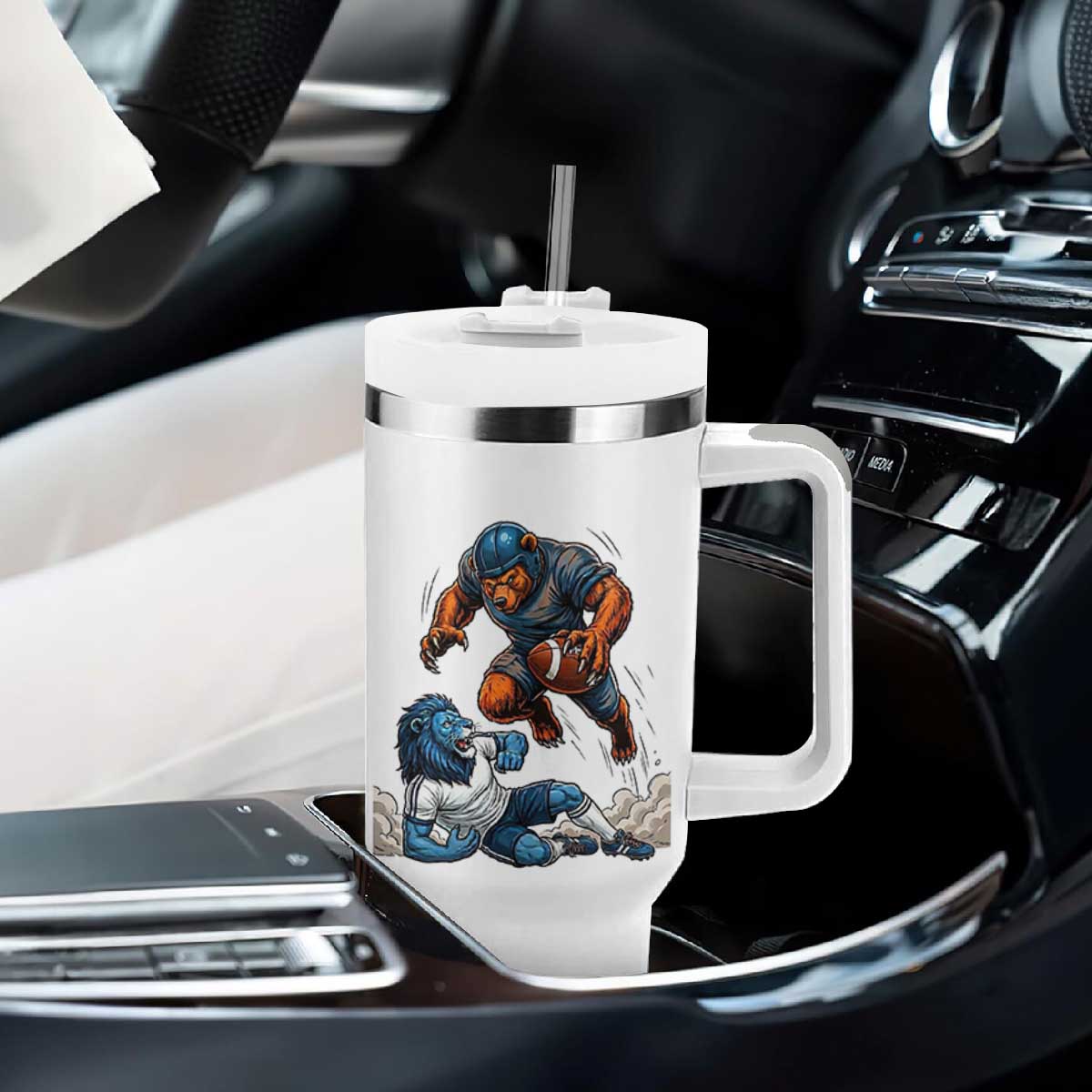 Fierce Br Defeating Lio Tumbler With Handle Gift For Football Lovers TS12 Print Your Wear