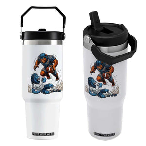Fierce Br Defeating Lio Flip Straw Tumbler Gift For Football Lovers TS12 One Size: 30 oz White Print Your Wear