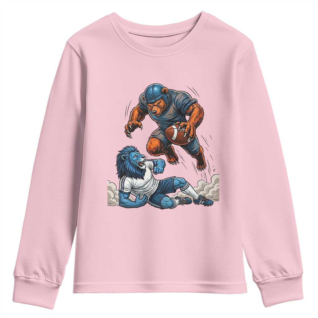 Fierce Br Defeating Lio Youth Sweatshirt Gift For Football Lovers TS12 Light Pink Print Your Wear