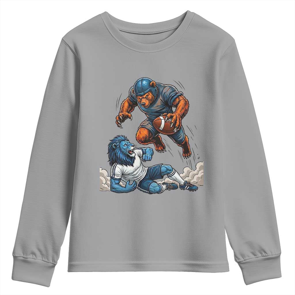 Fierce Br Defeating Lio Youth Sweatshirt Gift For Football Lovers TS12 Sport Gray Print Your Wear