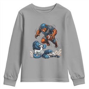 Fierce Br Defeating Lio Youth Sweatshirt Gift For Football Lovers TS12 Sport Gray Print Your Wear