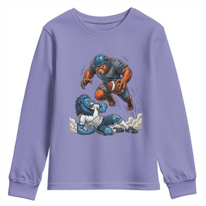 Fierce Br Defeating Lio Youth Sweatshirt Gift For Football Lovers TS12 Violet Print Your Wear