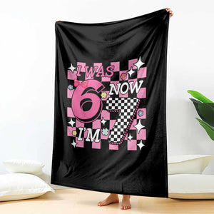 Pink Checkered I Was 6 Now I Am 7 Throw Blanket Girl Birthday Gift TS12 Print Your Wear