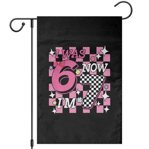 Pink Checkered I Was 6 Now I Am 7 Garden Flag Girl Birthday Gift TS12 Black Print Your Wear
