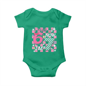 Pink Checkered I Was 6 Now I Am 7 Baby Onesie Girl Birthday Gift TS12 Irish Green Print Your Wear