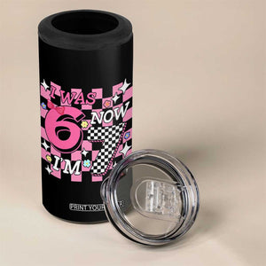 Pink Checkered I Was 6 Now I Am 7 4 in 1 Can Cooler Tumbler Girl Birthday Gift TS12 Print Your Wear