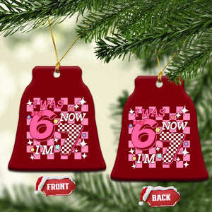 Pink Checkered I Was 6 Now I Am 7 Ceramic Ornament Girl Birthday Gift TS12 Print Your Wear