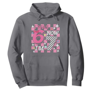 Pink Checkered I Was 6 Now I Am 7 Hoodie Girl Birthday Gift TS12 Charcoal Print Your Wear