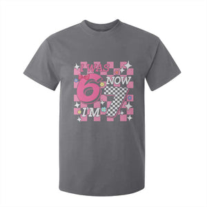 Pink Checkered I Was 6 Now I Am 7 T Shirt For Kid Girl Birthday Gift TS12 Charcoal Print Your Wear