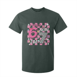 Pink Checkered I Was 6 Now I Am 7 T Shirt For Kid Girl Birthday Gift TS12 Dark Forest Green Print Your Wear