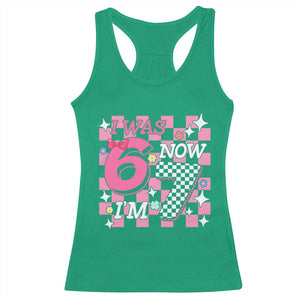 Pink Checkered I Was 6 Now I Am 7 Racerback Tank Top Girl Birthday Gift TS12 Irish Green Print Your Wear