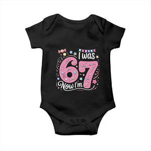 Seventh Birthday Girl Baby Onesie I Was 6 Now I Am 7 Meme TS12 Black Print Your Wear
