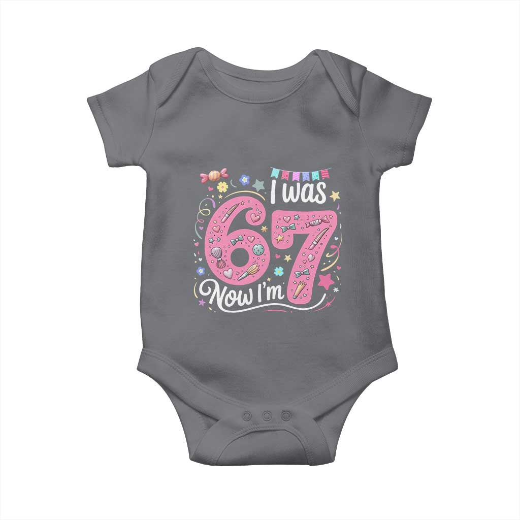 Seventh Birthday Girl Baby Onesie I Was 6 Now I Am 7 Meme TS12 Charcoal Print Your Wear