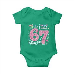 Seventh Birthday Girl Baby Onesie I Was 6 Now I Am 7 Meme TS12 Irish Green Print Your Wear
