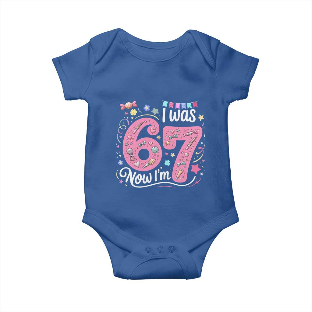 Seventh Birthday Girl Baby Onesie I Was 6 Now I Am 7 Meme TS12 Royal Blue Print Your Wear