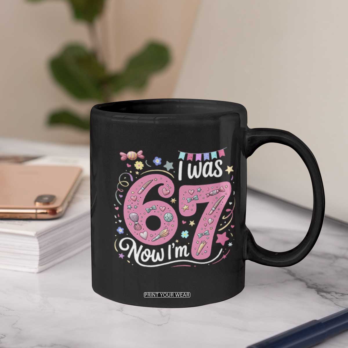 Seventh Birthday Girl Coffee Mug I Was 6 Now I Am 7 Meme TS12 Print Your Wear