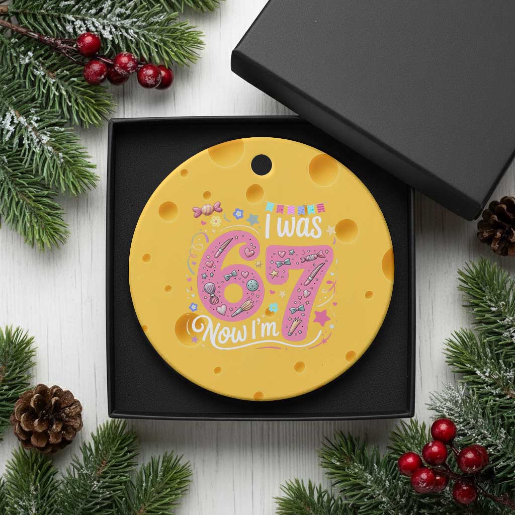 Seventh Birthday Girl Ceramic Ornament I Was 6 Now I Am 7 Meme TS12 1pc Yellow Cheese Print Your Wear