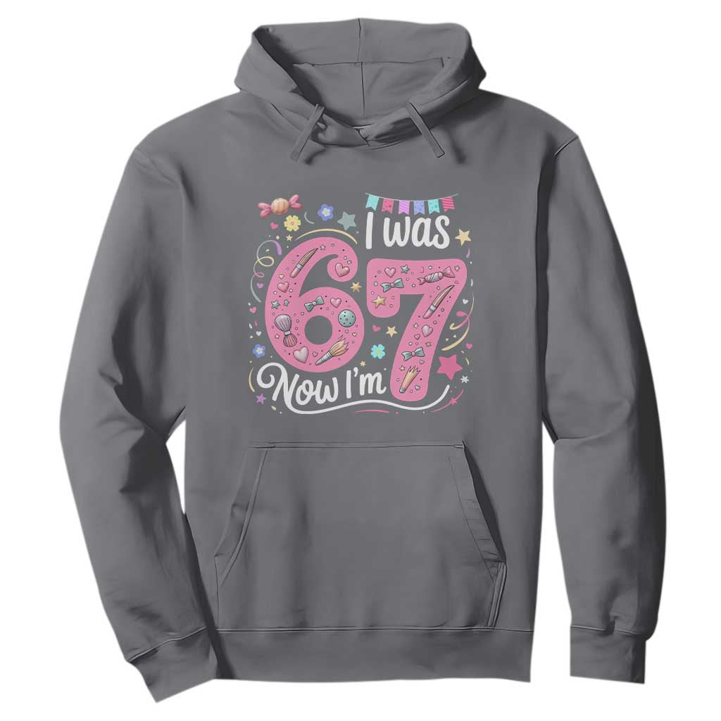 Seventh Birthday Girl Hoodie I Was 6 Now I Am 7 Meme TS12 Charcoal Print Your Wear