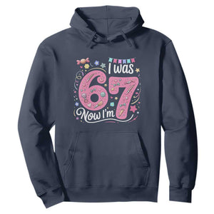 Seventh Birthday Girl Hoodie I Was 6 Now I Am 7 Meme TS12 Navy Print Your Wear