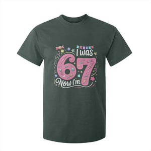 Seventh Birthday Girl T Shirt For Kid I Was 6 Now I Am 7 Meme TS12 Dark Forest Green Print Your Wear