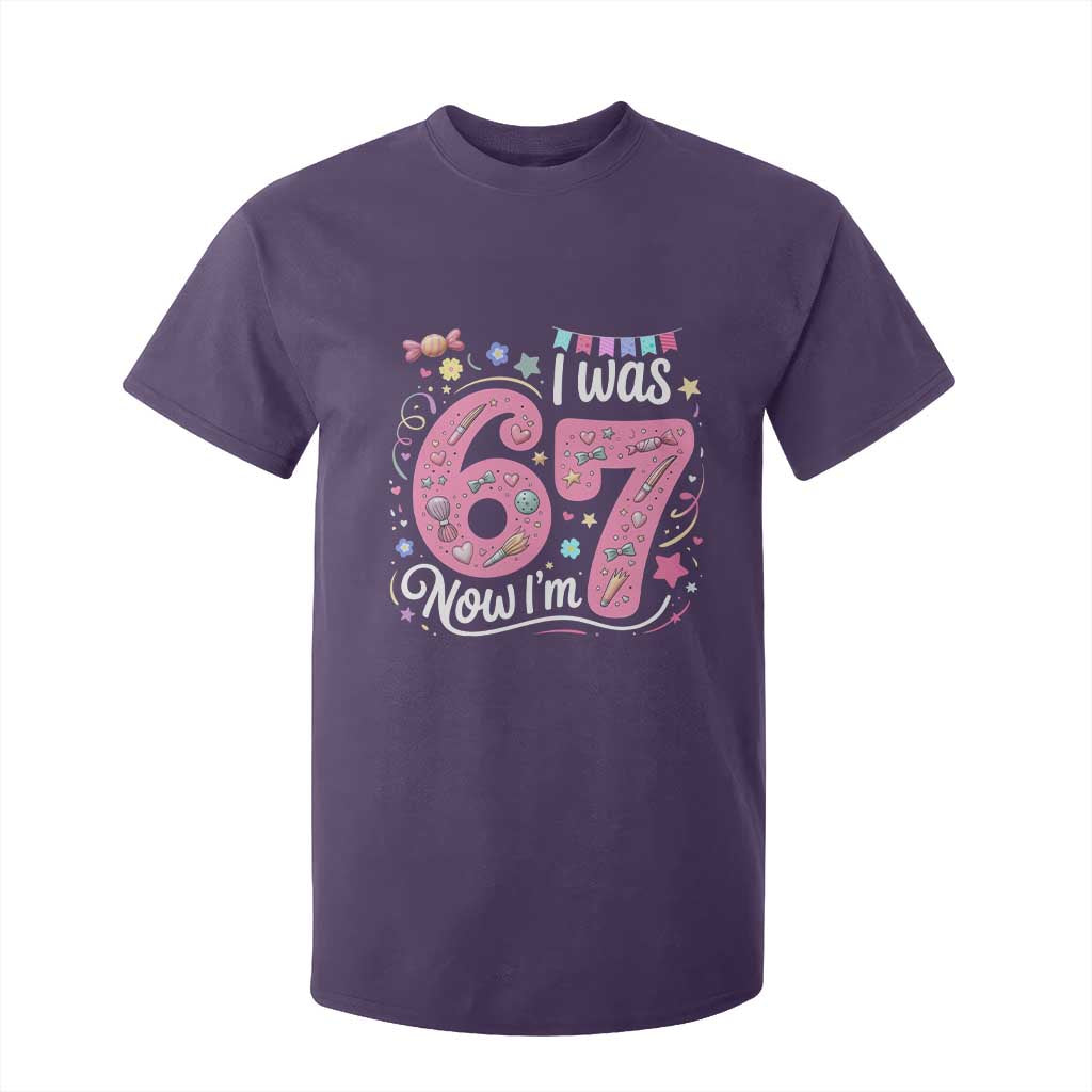 Seventh Birthday Girl T Shirt For Kid I Was 6 Now I Am 7 Meme TS12 Purple Print Your Wear